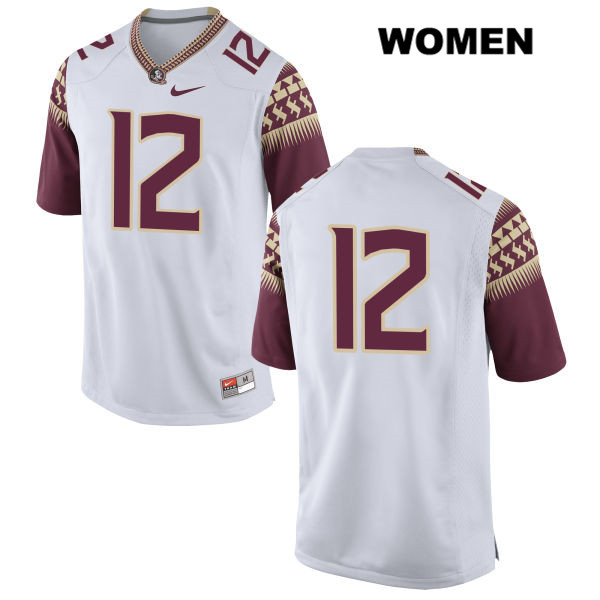Women's NCAA Nike Florida State Seminoles #12 A.J. Lytton College No Name White Stitched Authentic Football Jersey CZT3169CN